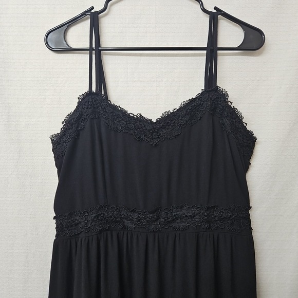 Womens Black Babydoll Mini Dress Ruffle Lace Y2k Style Vacation Cruise Beach - Picture 2 of 5